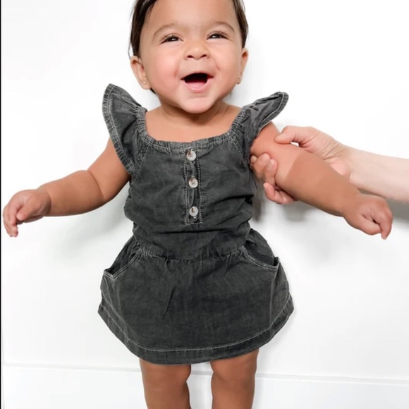 Little Bipsy Denim Flutter Dress - Picture 2 of 6